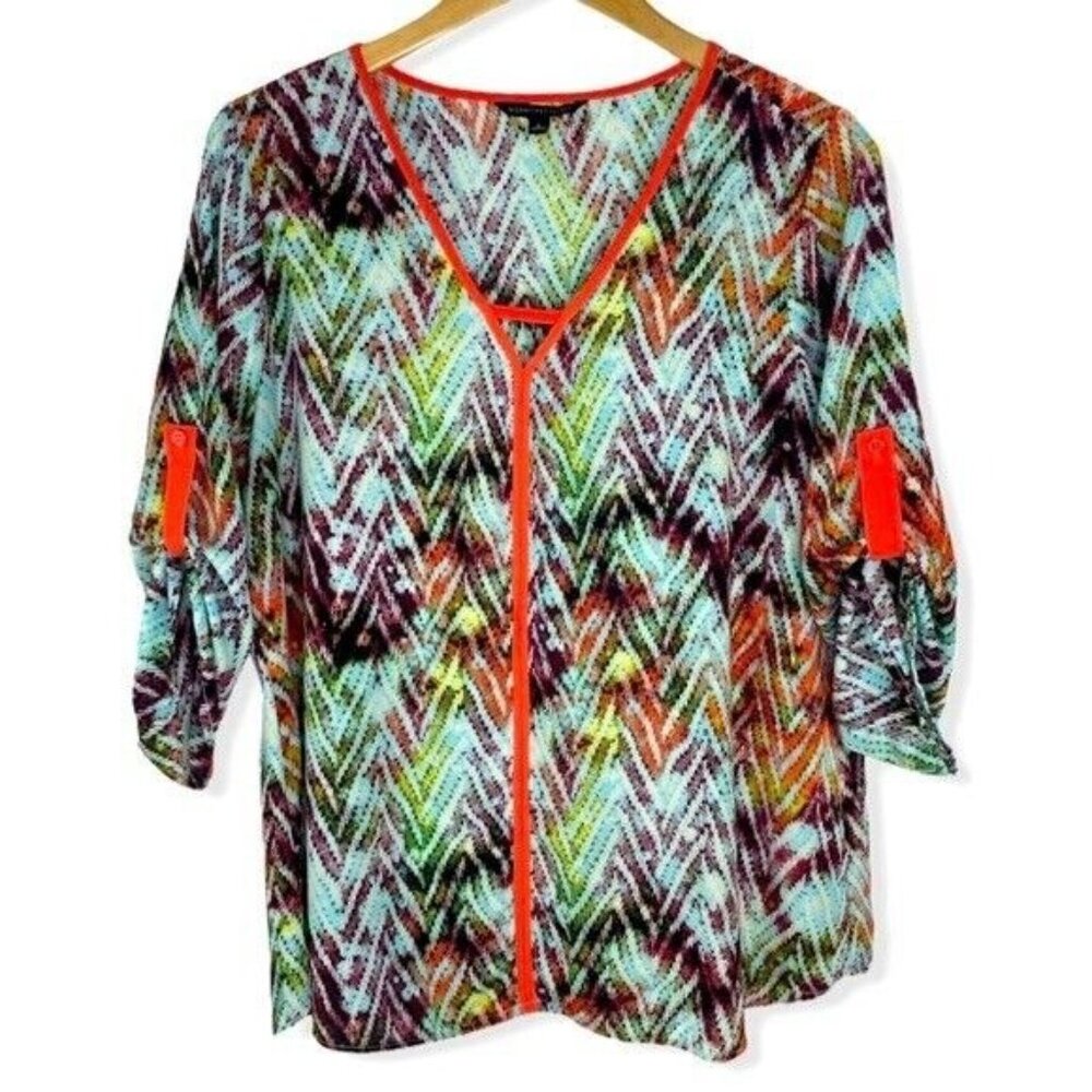 Colorful Tunic Top Women Size Large Casual Fun Shirt Signature Studio